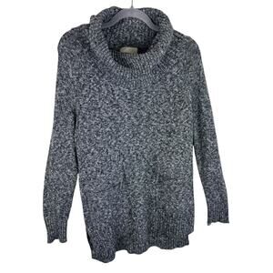 JV Joan Vass Gray Heather Long Sleeve Cowl Neck Cotton Pullover Sweater Size M